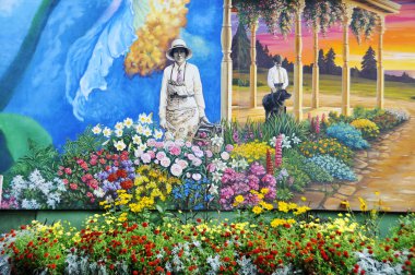 MONT-JOLI QUEBEC CANADA AUGUST 27: A circuit of painted walls situated in various locations in a city contributes to an all-year round increase in tourism. On august 27 2012 in Mont-Joli Quebec Canada