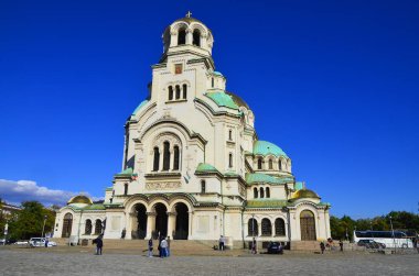 SOFIA BULGARIA SEPTEMBER 28 The St. Alexander Nevsky Katedrali, 28 Eylül 2013 tarihinde Sofya 'da Bulgaristan' ın başkenti Sofya 'daki bir Bulgar Ortodoks katedrali.