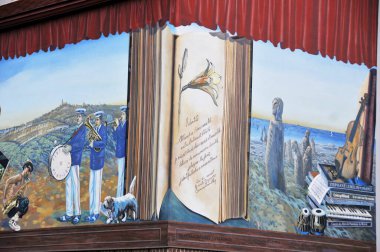 MONT-JOLI QUEBEC CANADA AUGUST 27: A circuit of painted walls situated in various locations in a city contributes to an all-year round increase in tourism. On august 27 2012 in Mont-Joli Quebec Canada