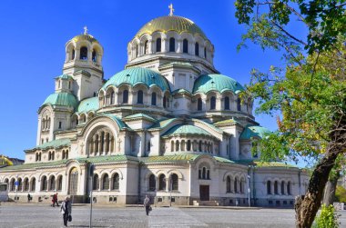 SOFIA BULGARIA SEPTEMBER 28 The St. Alexander Nevsky Katedrali, 28 Eylül 2013 tarihinde Sofya 'da Bulgaristan' ın başkenti Sofya 'daki bir Bulgar Ortodoks katedrali.