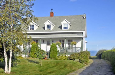 Çimenli ve ağaçlı modern ev