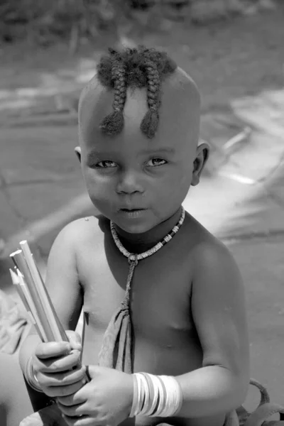 Otjikandero Namibia October 2014 Criança Unidentificada Tribo Himba Otjikandero Himba — Fotografia de Stock