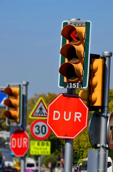 Stoppschild Türkischer Sprache Istanbul Türkei — Stockfoto