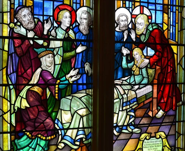 Halifax Nova Scotia June Stained Glass Window Paul Church Evangelical — 스톡 사진