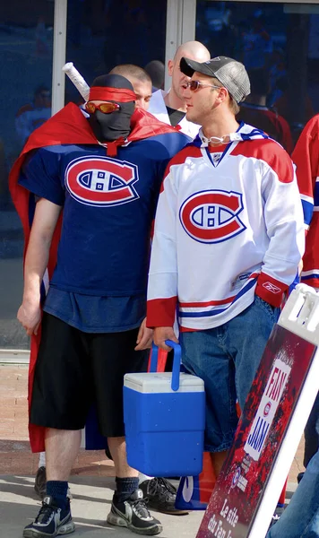 Montreal Canadá Abril Montreal Aficionados Canadienses Antes Del Partido Nuevo — Foto de Stock