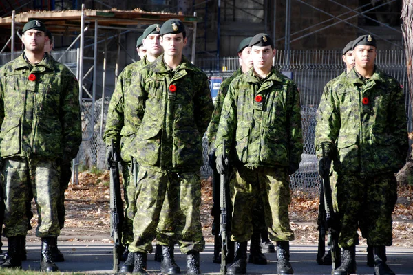 MONTREAL CANADA-NOVEMBER 6 :Canadians soldiers in uniform for the remembrance Day on November 6, 2011, Montreal, Canada.The day was dedicated by King George V on 7-11-19 as a day of remembrance.