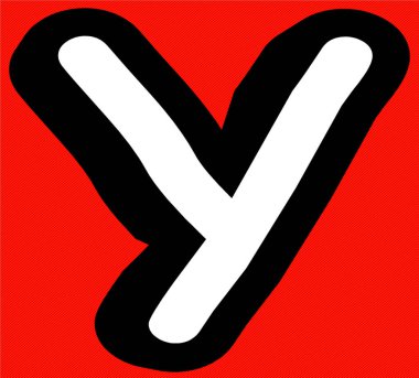 Kırmızı arkaplanda Y harfi çizgi roman