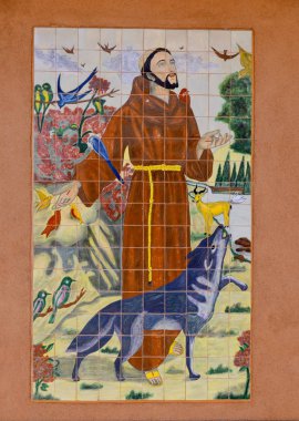 Tucson Az 24 Nisan: Saint Augustine 'in Fresco Saint Francis d' assisi Katedrali 23 Nisan 2014 tarihinde Tucson Az Usa Saint Augustine Katedrali 'nde, Tucson Katolik Kilisesi' nin ana kilisesidir.