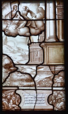 Chateau de Chantilly Fransa 17 Ekim: Chantilly Şatosu de Chantilly vitray pencereleri, 17 Ekim 2014 tarihinde Chantilly Fransa 'da Psyche & Cupid' in hikayesini resmediyor. 