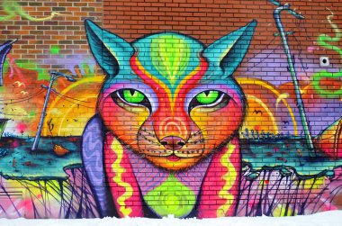 MONTREAL CANADA MARCH 30: Street art Montreal on march 30 2014 in Montreal Canada. Montreal. is the perfect place to walk in the back alleys and abandoned areas, looking for fresh air and street art.