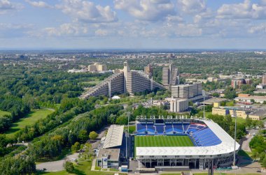 MONTREAL CANADA 11 AĞUSTOS 2013: Montreal 'in 11 Ağustos 2013' te Montreal Kanada 'da oynadığı ve Kanadalı profesyonel futbol takımının oynadığı Saputo Stadyumu. 