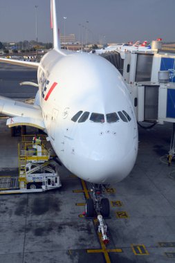 Johannesburg Güney Afrika 20 Ekim: Air France A380 Johannesburg havaalanı 20 Ekim 2014 tarihinde Johannesburg Sa 'da kalkışa hazırlanmaktadır. A380 dünyanın en büyük yolcu uçağıdır.