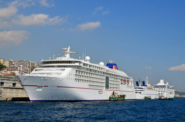 ISTANBUL TURKEY OCT. 4: The MS Europa 2 is a cruise ship operating for Hapag Lloyd. She entered service in May 2013 on october 4 2013 in Istanbul Turkey