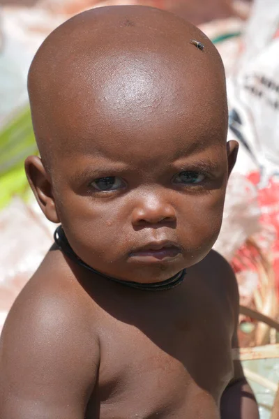 Otjikandero Namibia October 2014 不明身份的儿童Himba部落 当Jaco Burger搬到Kaokoland与Himba部落一起工作和生活时 Otjikandero Himba Orphan村项目已经开始 — 图库照片