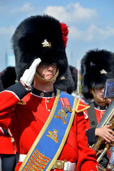Montreal Canada Septiembre Desfile Soldados Del Regimiento Real Coloquialmente Van — Foto de Stock