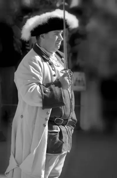 Montreal Quebec Canada August Man Soldier Enacting New France Period — Stock Photo, Image