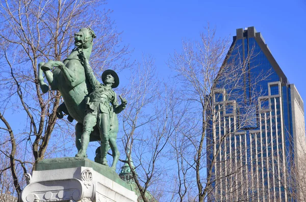 Montreal Canada Março Estátua Equestre Foi Esculpida Por George Hill — Fotografia de Stock