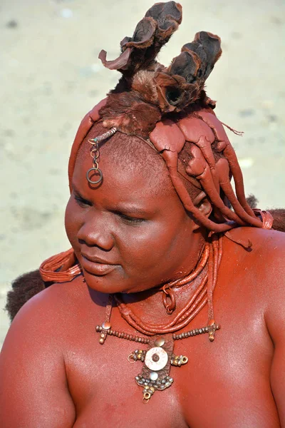 Swakopmund Namibia Outubro 2014 Mulher Não Identificada Tribo Himba Himba — Fotografia de Stock