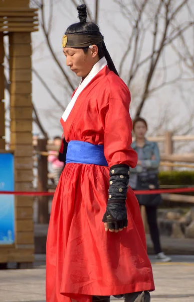 Seúl Corea Abril Ssaurabi Coreano Durante Exposición Tradicional Abril 2013 — Foto de Stock