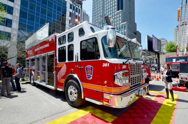 MONTREAL CANADA MAY 18: Fire engine on may 18 2014 in Montreal Canada. Service de securite incendie de Montreal the SIM is the 7th largest fire department in North America.