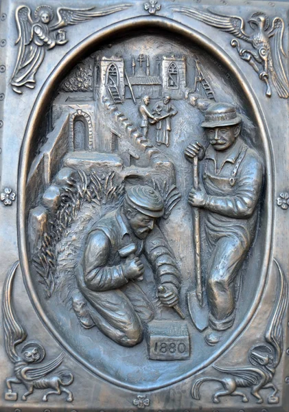 Santa New Mexico Usa April Bronze Door Details Cathedral Basilica — Stock Photo, Image