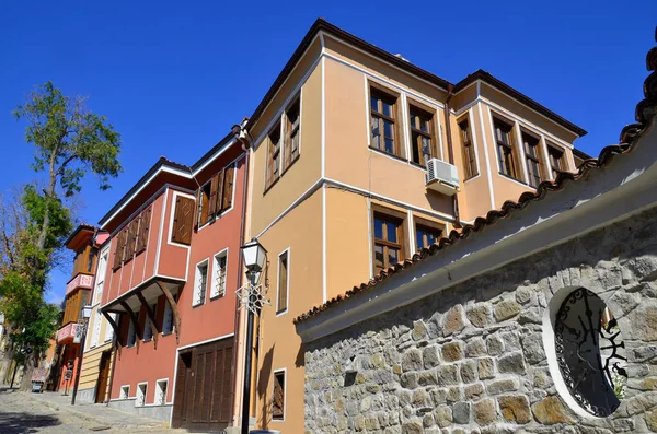 Hagyományos Házak Régi Része Plovdiv Bulgária — Stock Fotó