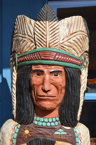 Santa New Mexico Usa April Street Art Indischer Krieger Wird — Stockfoto