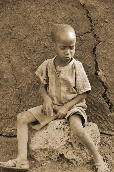 Amboseli Kenya Ottobre 2011 Giovane Bambino Africano Non Identificato Della — Foto Stock
