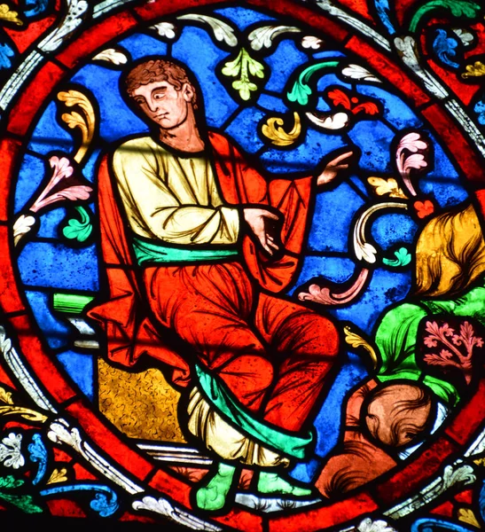 Paris France January Tree Jesse Stained Glass Window Notre Dame Stock Picture