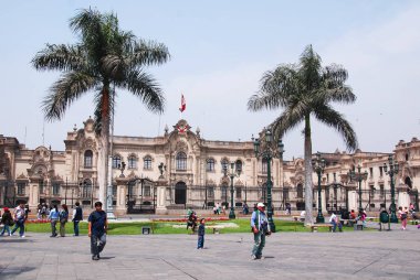 Lima Peru 24 Kasım: Peru 'nun başkenti Lima, Peru' da bulunan Plaza de Armas 'taki hükümet sarayıdır. Lima Tarihi Merkezi 'nde yer almaktadır..