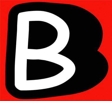 Kırmızı arkaplanda çizgi roman B harfi