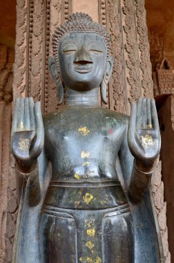 VIENTIANE LAOS APRIL 2: Bronze Buddha statue at the Haw Phra Kaew is a former temple the interior now houses a museum on april 2 2013 in Vientiane, Laos