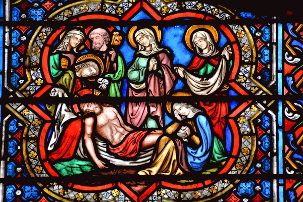 Paris France October Stained Glass Window Notre Dame Cathedral Paris — Stock Photo, Image