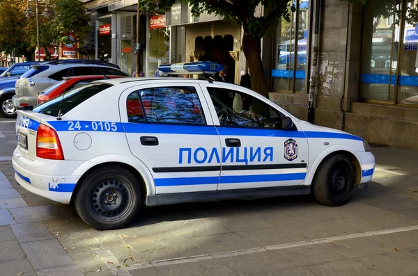 Sofia Bulgaria Sept Mașină Poliție Centrul Orașului Sofia Septembrie 2013 — Fotografie, imagine de stoc