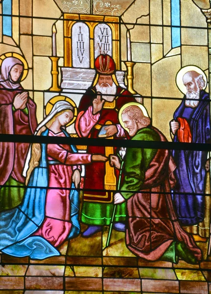 Montreal Canada Sept Notre Dame Bon Secours Stained Glass Window — Stock Photo, Image