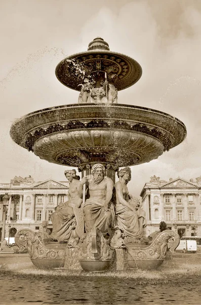 Fântâna Comerțului Fluvial Navigației 1840 Place Concorde Paris Franța — Fotografie, imagine de stoc