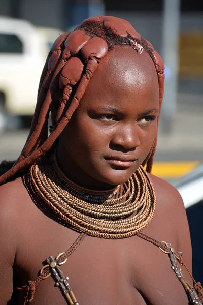 Windhoek Namibia October 2014 Unidentified Woman Himba Tribe Himba人是生活在纳米比亚北部 西南非洲Kunene地区的土著民族 — 图库照片