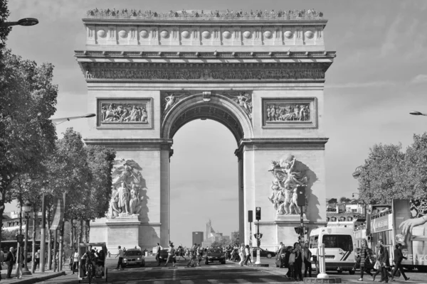 París Francia Octubre 2014 Los Campos Elíseos Arco Del Triunfo — Foto de Stock