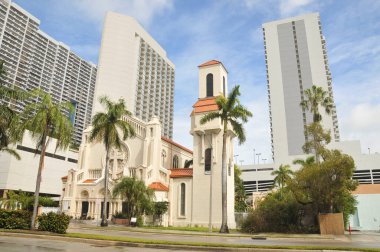 MIAMI, FLORIDA, 28 Ekim; Miami, Florida 'daki Trinity Episcopal Katedrali, Güneydoğu Florida piskoposluk bölgesinin katedrali. 28 Ekim 2012 'de Miami Florida.  