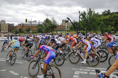 MONTREAL, CANADA - SEPTEMBER 09: 2012 UCI bisiklet takviminde faaliyet gösteren bir grup bisikletçi (124; 2012 Grand Prix Cycliste de Montreal) 2009 Eylül 2012 Montreal, Montreal, Mount Royal tırmanışı