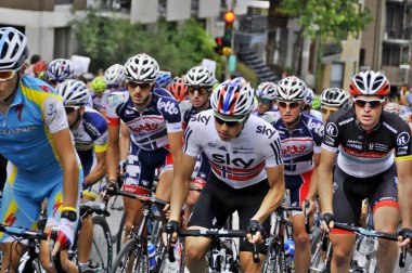 MONTREAL, CANADA - SEPTEMBER 09: 2012 UCI bisiklet takviminde faaliyet gösteren bir grup bisikletçi (124; 2012 Grand Prix Cycliste de Montreal) 2009 Eylül 2012 Montreal, Montreal, Mount Royal tırmanışı