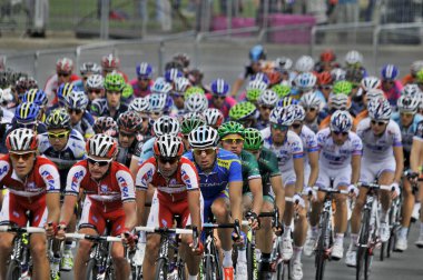 MONTREAL, CANADA - SEPTEMBER 09: 2012 UCI bisiklet takviminde faaliyet gösteren bir grup bisikletçi (124; 2012 Grand Prix Cycliste de Montreal) 2009 Eylül 2012 Montreal, Montreal, Mount Royal tırmanışı