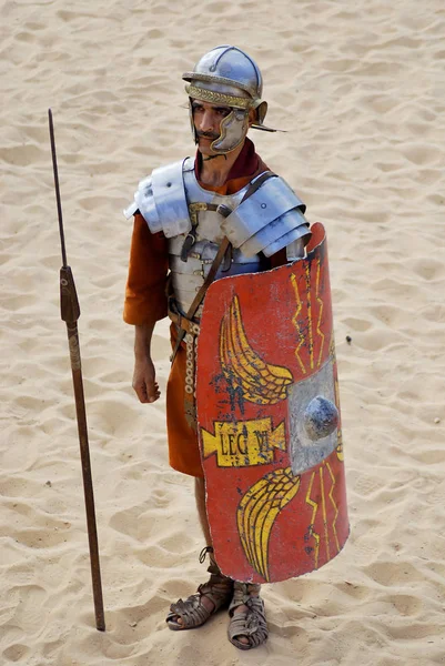 Jerash Novembro Homem Jordaniano Veste Como Soldado Romano Durante Show — Fotografia de Stock