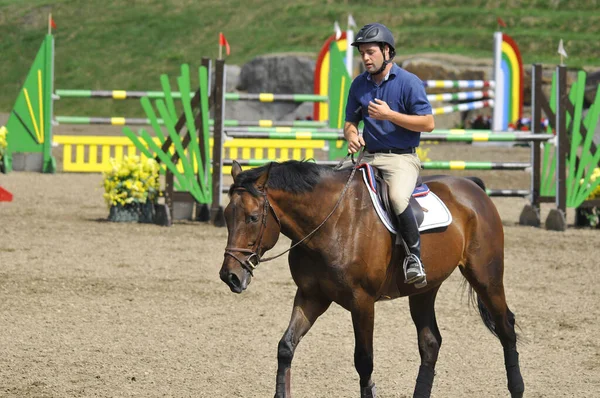 Bromont Canada Luglio Cavaliere Sconosciuto Cavallo Nel 2012 Bromont Internazionale — Foto Stock