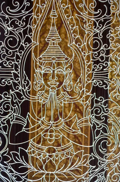 お寺の壁に仏像のシルエット — ストック写真