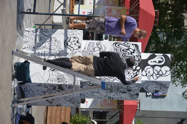 Montreal Canada June Artists Urban Totem Fima Art Festival June — 图库照片