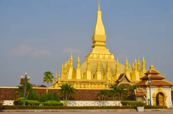 Vientiane Laos Que Luang Great Stupa Est Grand Stupa Bouddhiste — Photo