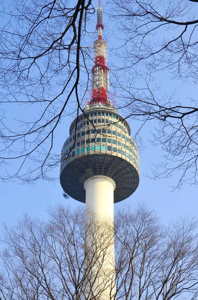 SEOUL, SOUTH KOREA - APRIL 04 2013: N tower or YTN Seoul Tower and commonly known as the Namsan or Seoul Tower, is a communication and observation tower located on Namsan Mountain