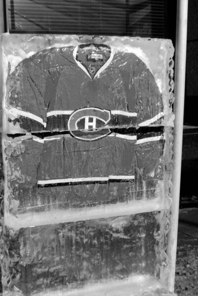 MONTREAL, CANADA - JANUARY 24: Montreal Canadians jersey in an ice block in front the Molson center of Montreal Canadians for the 57e All stars game on January 24 2009 in Montreal Canada