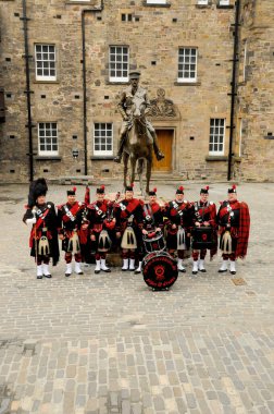 EDINBURGH, SCOTLAND - JUNE 5:The Royal Scots Dragoon Guards in Edinburgh castle on June 5 2012 in Edinburgh, Scotland, UK. The Royal Scots (The Royal Regiment) was the oldest Regiment in the British Army clipart